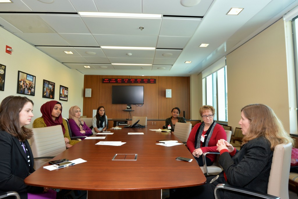 Principal Deputy Assistant Secretary for Public Affairs Valerie Fowler speaks with participants in the Department of State’s Meetup for the International Women of Courage (IWOC) Award Ceremony at the U.S. Department of State in Washington, D.C., on March 6, 2015. [State Department photo/ Public Domain]